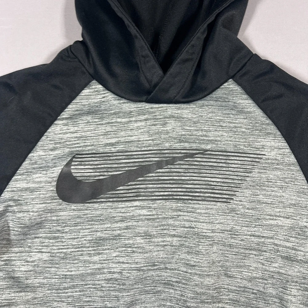 Nike Therma Fit Outfit Set Kids Medium Black Gray Swoosh Logo Kangaroo‎ Pockets